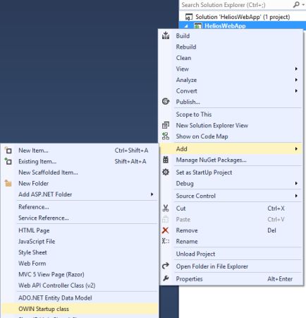 Adding OWIN Startup Class in Application